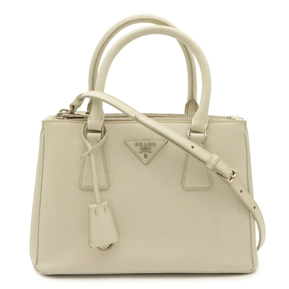 PRADA Galleria Handbag/Shoulder Bag, Saffiano Leather, White, 1BA896